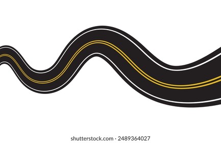 Double yellow lines on asphalt road. Vector illustration. EPS 10