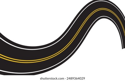 Double yellow lines on asphalt road. Vector illustration. EPS 10