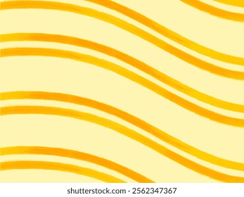 Double yellow stripes pattern on light yellow background, Vector Illustration, Abstract shape pattern, Curly stripes, Curved lines.