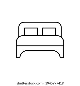 doublebed, twinbed icon in flat black line style, isolated on white background 