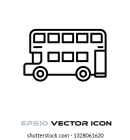 Ilustración vectorial del icono de línea plana del bus de doble decendación
