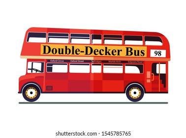 Double-Decker Bus Isolated On White Background. Vector Illustration.