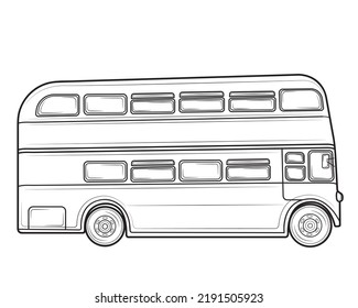 Autobús de dos pisos en Londres aislado sobre un fondo blanco. Ilustración vectorial.