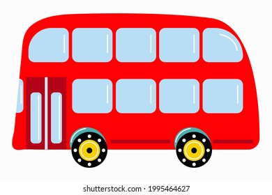 Autobús de dos pisos. Autobús rojo londinense. Estilo plano. Fondo blanco, aislado. Ilustración vectorial.