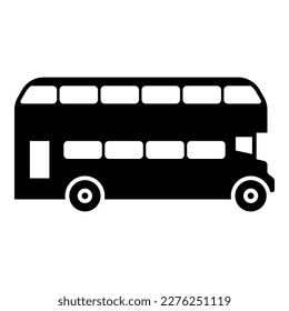 Double-decker London bus city transport double decker sightseeing icon black color vector illustration image flat style simple