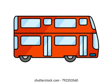 Double-decker red bus. Simple colored icon.