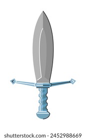 Double-edged dagger with a guard. Vector illustration