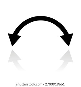 Icono de flechas de dos puntas, símbolo. Flecha semicircular curva ancha corta de doble extremo. Flecha de semicírculo doble. Ilustración vectorial.