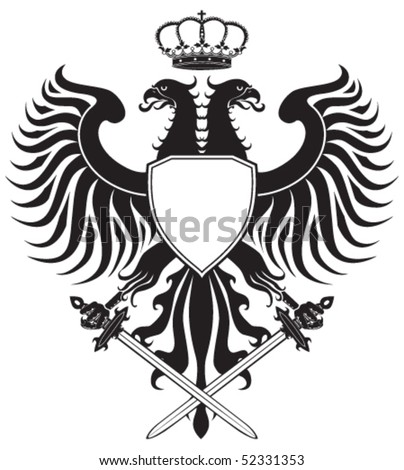 Double-headed eagle with crown and swords. Original eagle crest. Easy to handle, change colors etc.