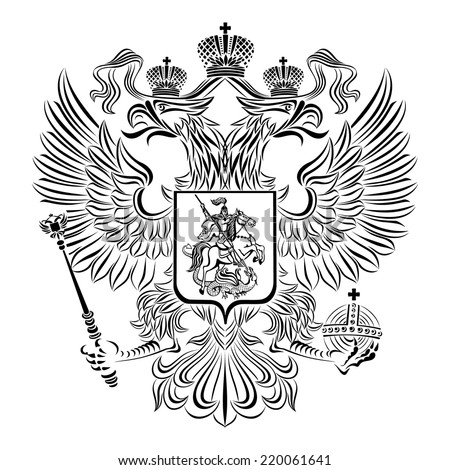 Double-headed eagle of the Russian Federation a black-white