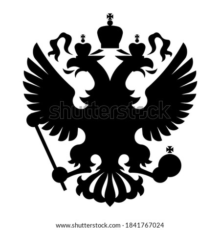 Double-headed eagle. Russian eagle symbol. Vector black silhouette. Template, element, or template