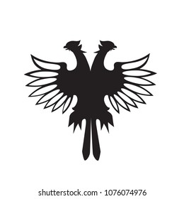 Double-headed eagle silhouette icon isolated on white background. Trendy two-headed eagle silhouette icon in flat style. Template for label, web site, app, ui and logo. Vector illustration, EPS 10