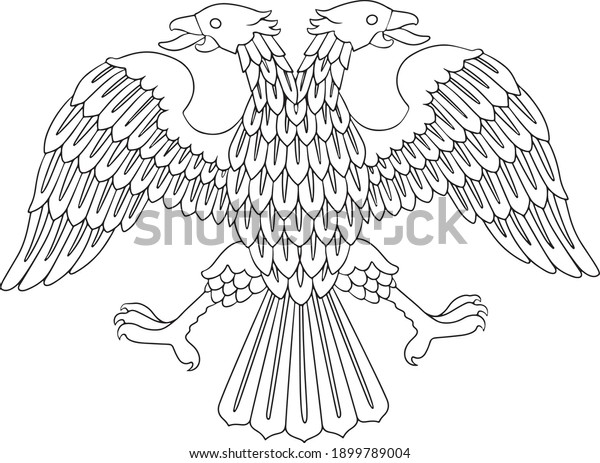 Doubleheaded Eagle Spread Wings Emblem Symbol Stock Vector (Royalty ...