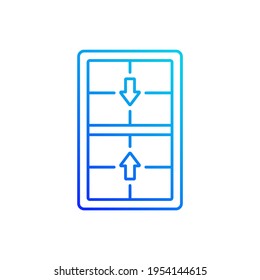 Double-hung windows gradient linear vector icon. Two operating sash moving up, down. Efficient ventilation. Thin line color symbols. Modern style pictogram. Vector isolated outline drawing