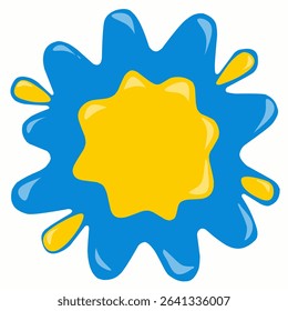 Double-layer splash with blue outer shape and yellow core, radiating comic-style energy. Excellent for retro pop art or bold creative posters.