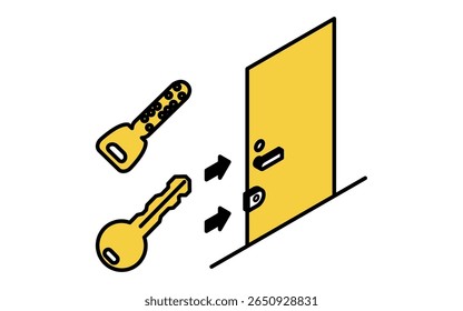 Porta frontal dupla travada, Ícone isométrico de prevenção contra crimes e segurança doméstica, ilustração de vetor