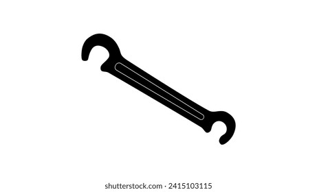 Double-Open Valve Wheel Wrench, black isolated silhouette