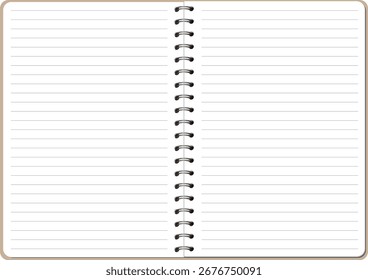 Caderno espiral de duas páginas (capa bege e alinhada)