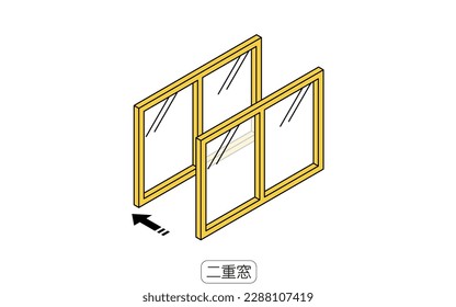 Double-paned windows Illustration of noise reduction measures that can be taken in rental properties - Translation: double-paned windows