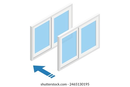 Double-paned windows Illustration of noise reduction measures that can be taken in rental properties, Vector Illustration