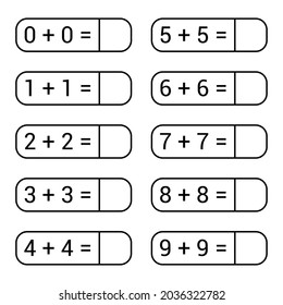 Doubles Addition Facts Chart Worksheet Preschool Stock Vector (Royalty ...