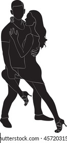 Doubles dance. silhouette