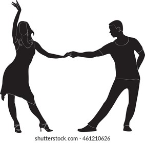 Doubles Latin American dance. Silhouette.