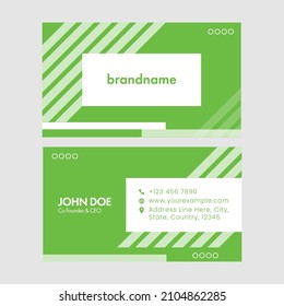 Double-Side Business Card Design In Green And White Color.
