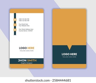 Double-side business card template, personal visiting card, vector illustration, professional simple identity card .