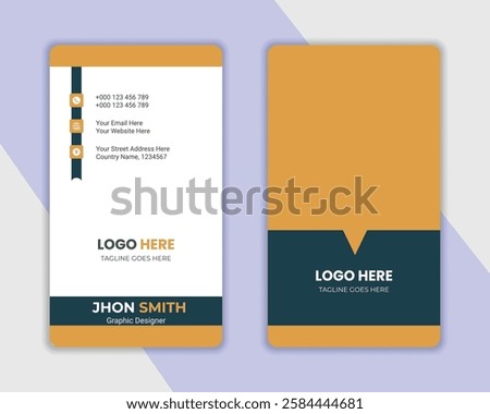 Double-side business card template, personal visiting card, vector illustration, professional simple identity card .