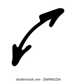 double-sided arrow. drawn in the style of a doodle with an isolated black outline on a white background. isolated arrow element for design template