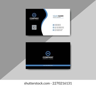 Double-sided blue and black modern business card template design