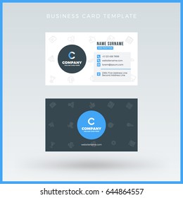 Double-sided Blue Business Card Template. Vector Illustration. Stationery Design