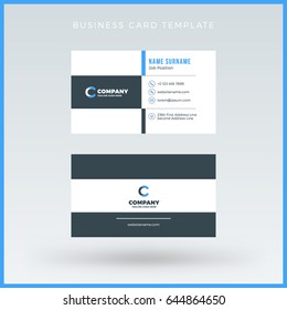Double-sided Blue Business Card Template. Vector Illustration. Stationery Design