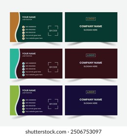 Double-sided business card design template clean corporate creative  business card presentation luxury elegant business card with front and back horizontal.