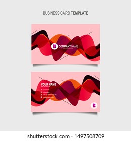 Double-sided Business Card Template Abstract wavy dynamic colorful fluid background  Flat Design Vector Illustration