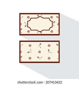 Double-sided card with abstract roses. Event design template. Flat