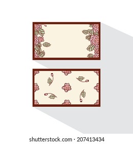 Double-sided card with abstract roses. Event design template. Flat