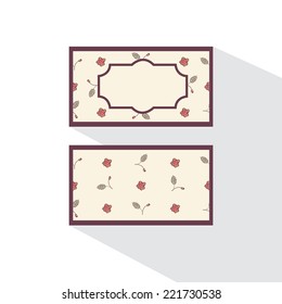 Double-sided card with abstract roses. Event design template. Flat