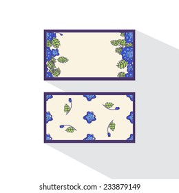 Double-sided card abstract roses. Event design template. Flat