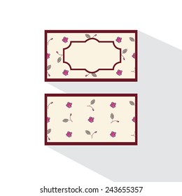 Double-sided card with abstract roses. Event design template. Flat