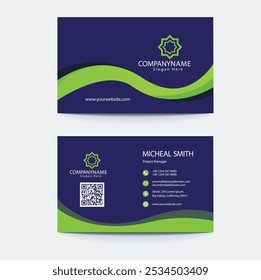 Double-sided creative business card logo design template. Business card for business and personal  Vector illustration design. Horizontal  Print ready