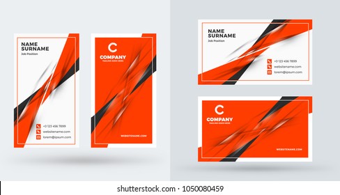 Double-sided creative business card template. Portrait and landscape orientation. Horizontal and vertical layout. Vector illustration