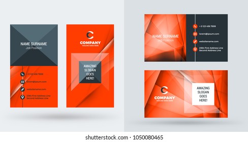 Double-sided creative business card template. Portrait and landscape orientation. Horizontal and vertical layout. Vector illustration