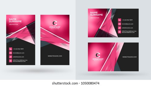 Double-sided creative business card template. Portrait and landscape orientation. Horizontal and vertical layout. Vector illustration
