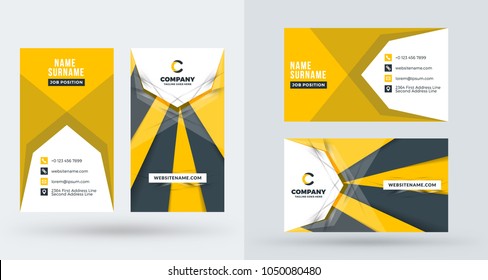 Double-sided creative business card template. Portrait and landscape orientation. Horizontal and vertical layout. Vector illustration