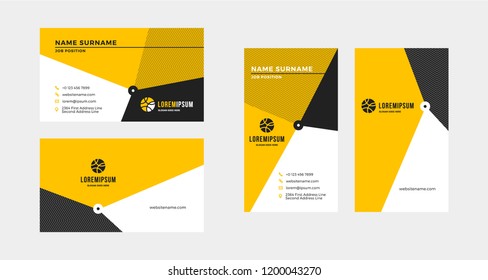 Double-sided creative business card template. Portrait and landscape orientation. Horizontal and vertical layout. Vector illustration