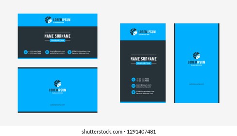 Double-sided creative business card template. Portrait and landscape orientation. Horizontal and vertical layout. Vector illustration