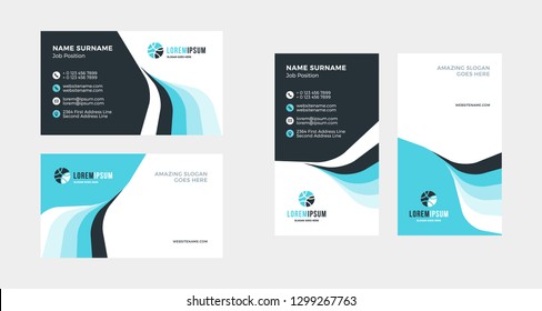 Double-sided creative business card template. Portrait and landscape orientation. Horizontal and vertical layout. Vector illustration