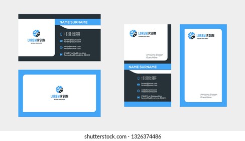 Double-sided creative business card template. Portrait and landscape orientation. Horizontal and vertical layout. Vector illustration